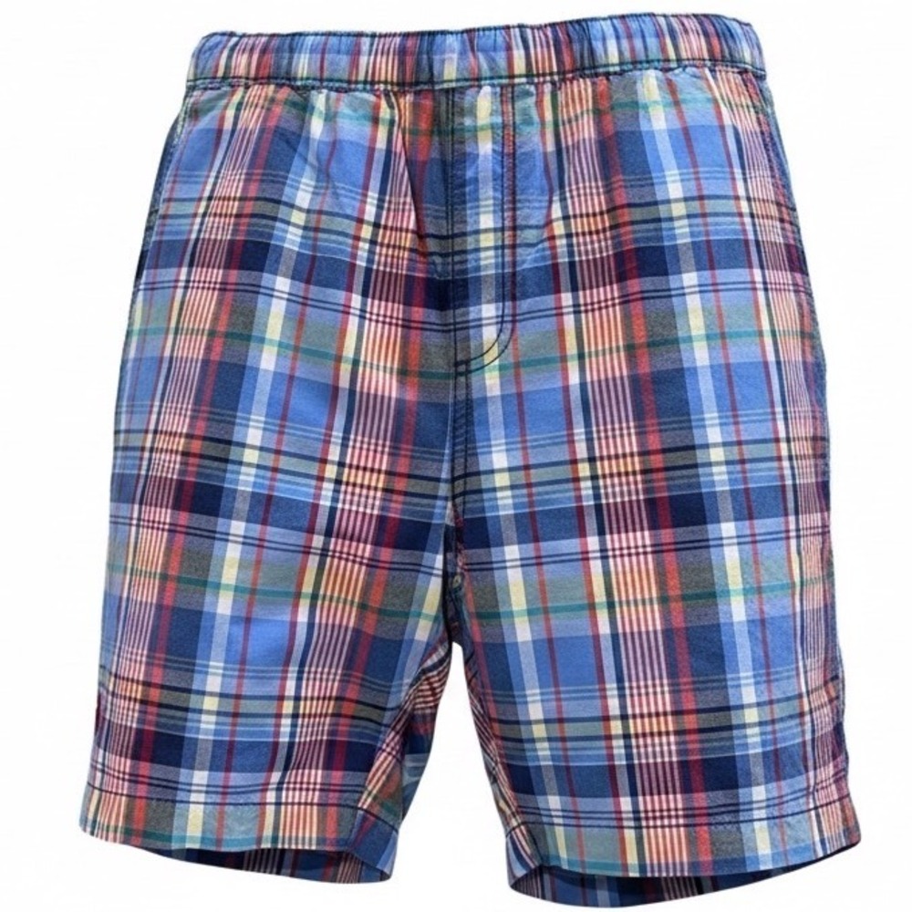 U.S. Polo Assn Plaid Shorts Mens‎ L Blue Madras Summer Casual Pull On Preppy